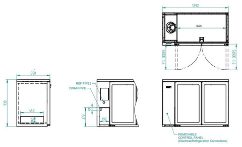 Williams Cameo - Two Door Stainless Steel Remote Back Bar Counter Display Refrigerator HC2RGS