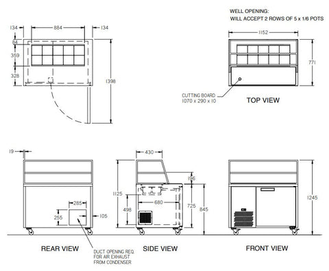 Williams Jade Sandwich - One Door Stainless Steel Prep Counter Refrigerator With Blown Air Well HJ1SCBASS
