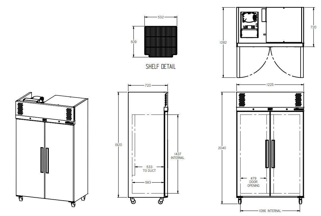 Williams Pearl - Two Door White Colorbond Upright Storage Refrigerator HP2SWHC