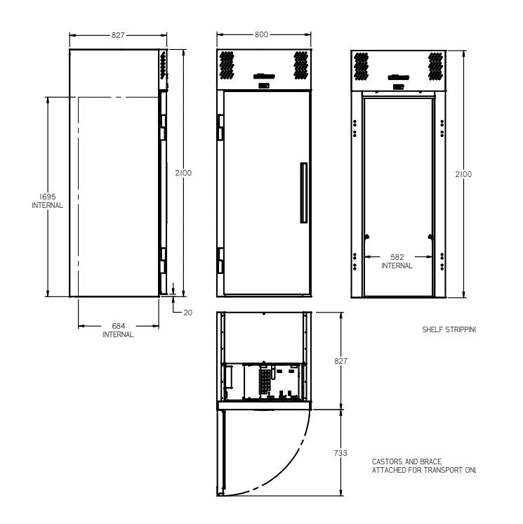 Williams Garnet Roll In - one door roll In fridge HRG1