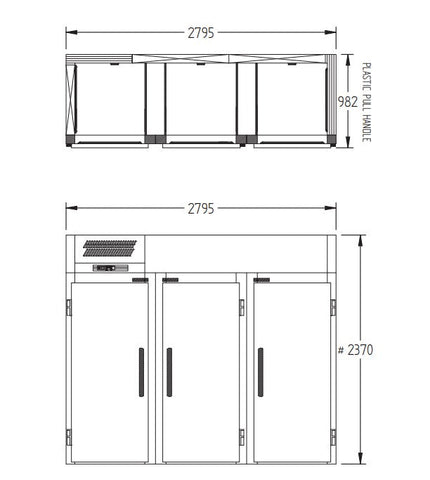 Williams Ruby Roll In - Three door Roll In Refrigerator HRMR3T