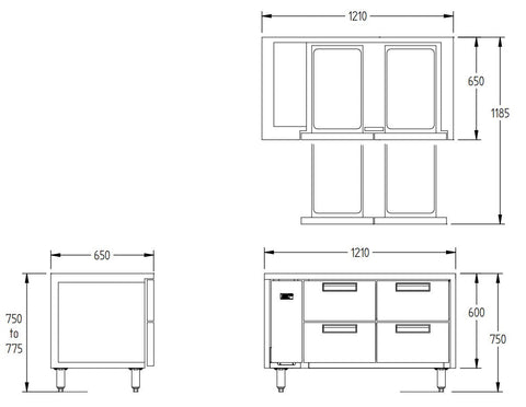 Williams Jarrah - Four Drawer Remote Hiline Refigerator JH4R