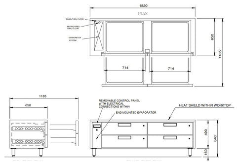 Williams Jarrah - Four Drawer Remote Lowline Refigerator JL4R