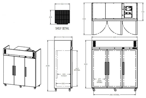 Williams Pearl - Three Door Stainless Steel Upright Storage Freezer LP3SSHC