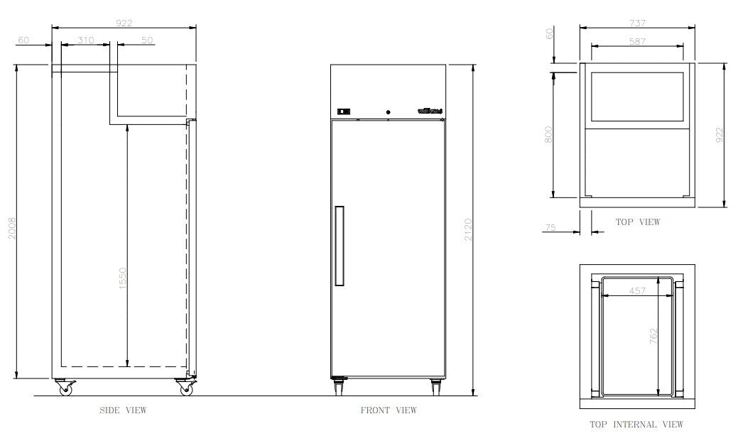 Williams Crystal - One Door Stainless Steel Upright Bakery Retarder RC1TSS