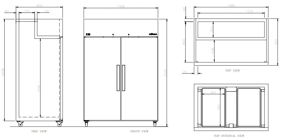 Williams Crystal - Two Door Stainless Steel Upright Bakery Retarder RC2TSS