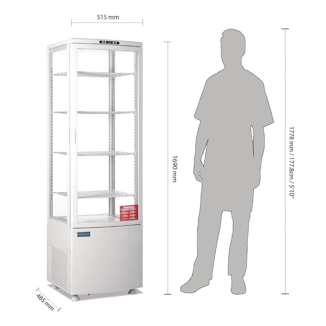 Polar C-Series Curved Door Display Fridge White 235Ltr - CB509-A