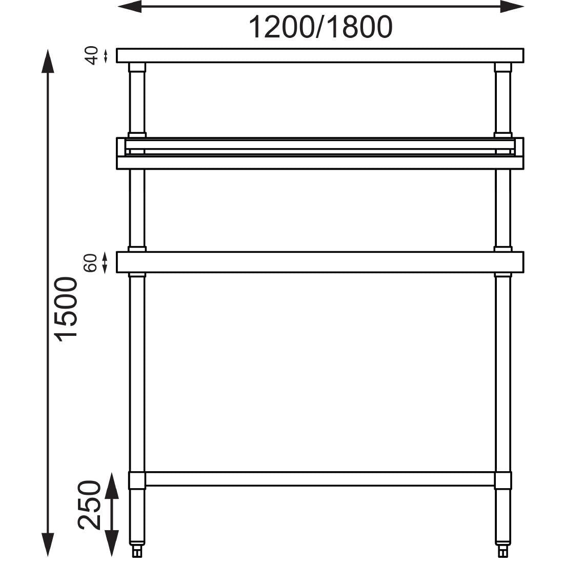 Vogue Stainless Steel Prep Station with Gantry 1200mm - CB908