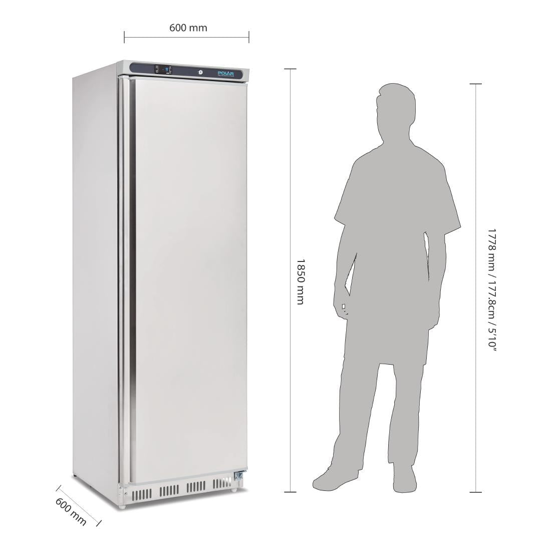 Polar C-Series Upright Freezer Stainless Steel 365Ltr - CD083-A