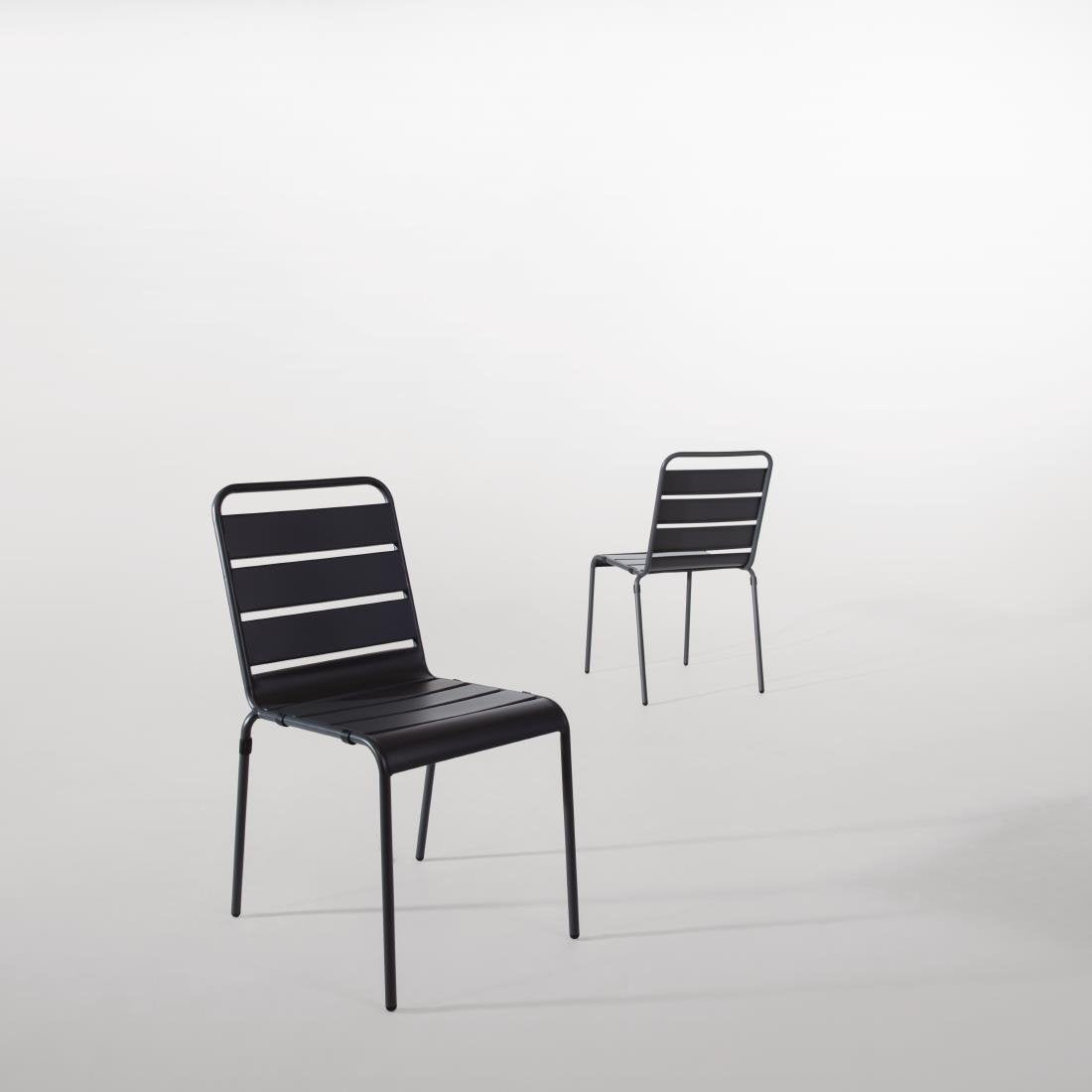 Bolero Slatted Steel Side Chairs Grey (Pack of 4) - CS727