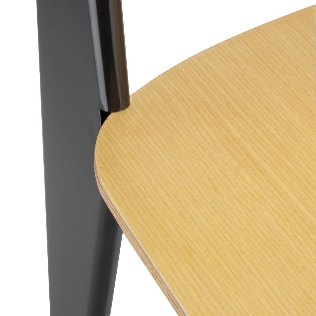 Bolero Wooden Dining Chairs with Black Steel Frame (Pack of 4) - DM338