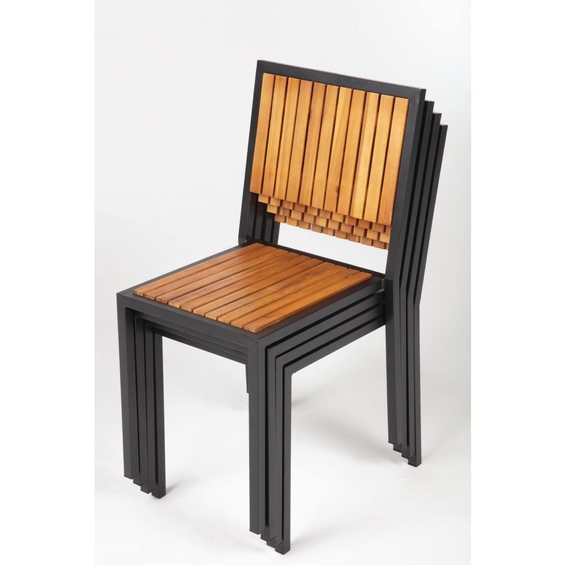 Bolero Steel & Acacia Side Chairs (Pack of 4) - DS150