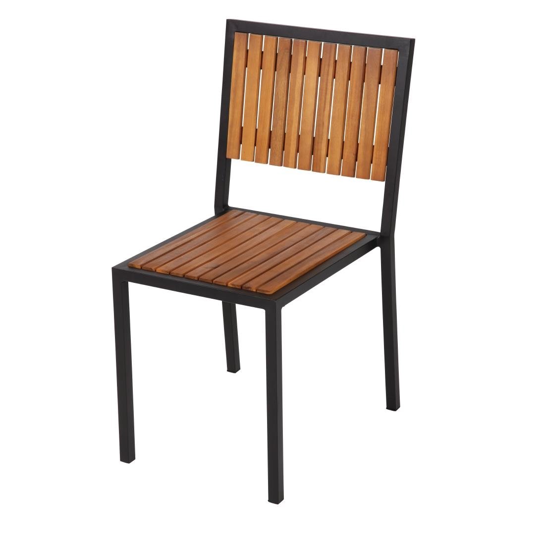 Bolero Steel & Acacia Side Chairs (Pack of 4) - DS150
