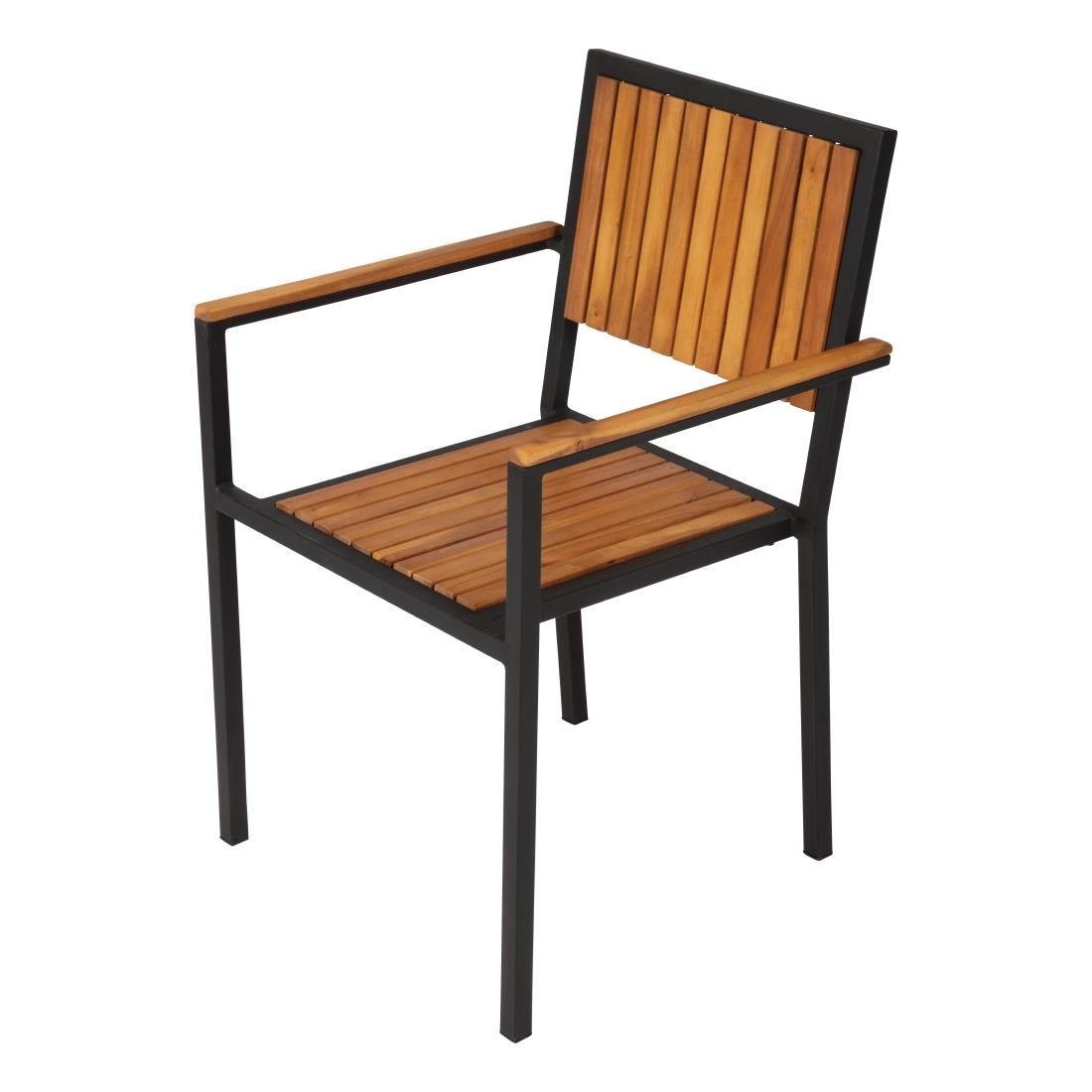 Bolero Steel & Acacia Armchair (Pack of 4) - DS151