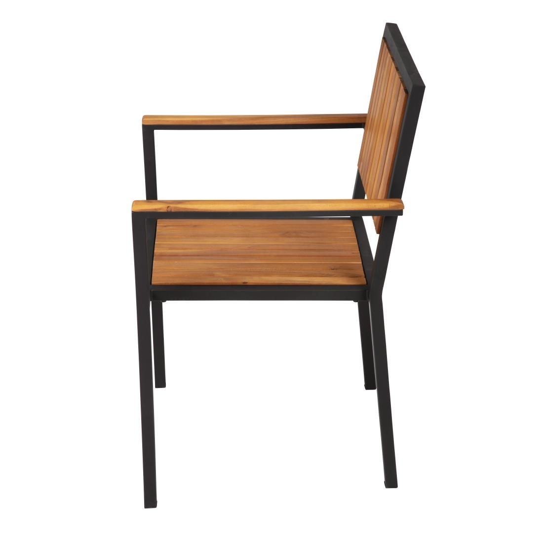 Bolero Steel & Acacia Armchair (Pack of 4) - DS151