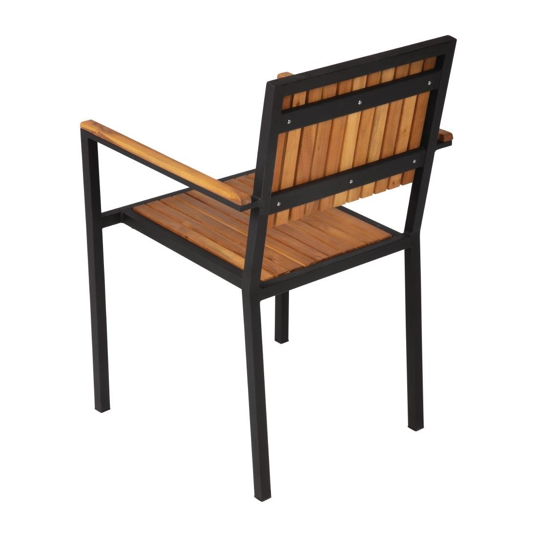 Bolero Steel & Acacia Armchair (Pack of 4) - DS151