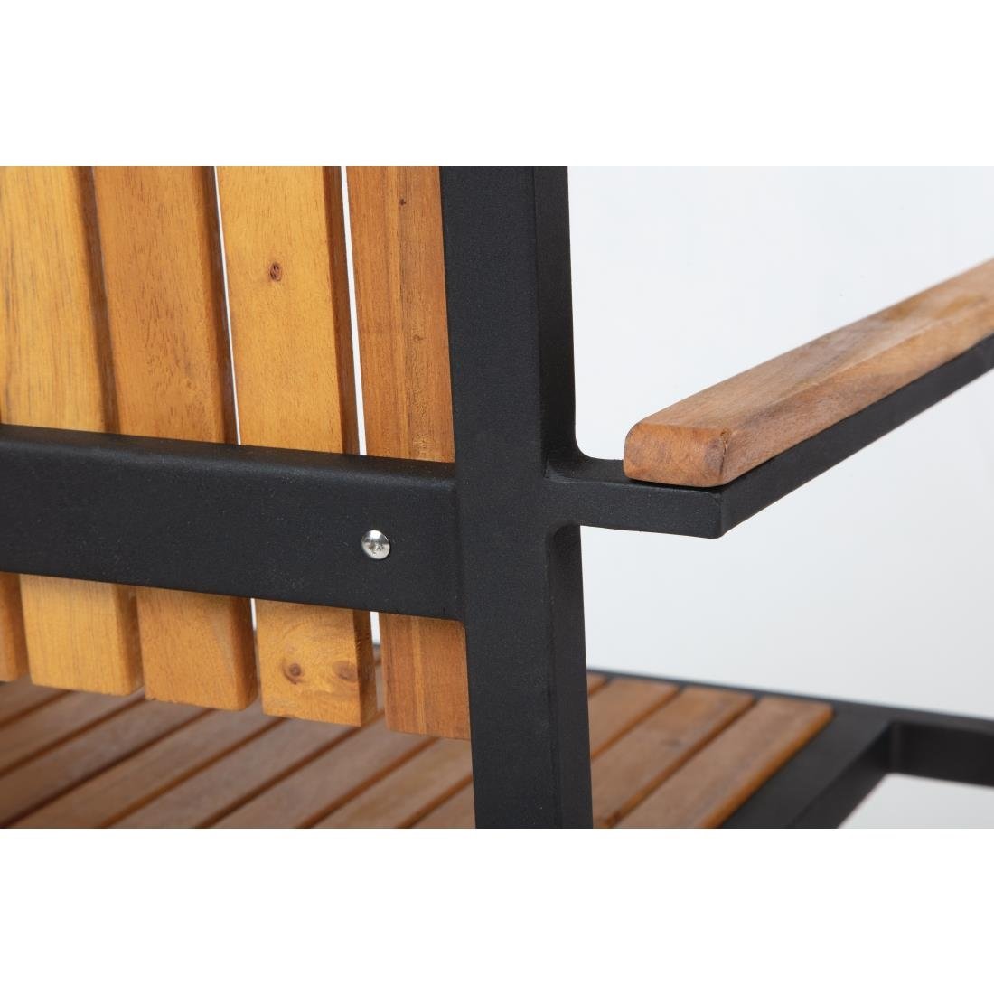Bolero Steel & Acacia Armchair (Pack of 4) - DS151