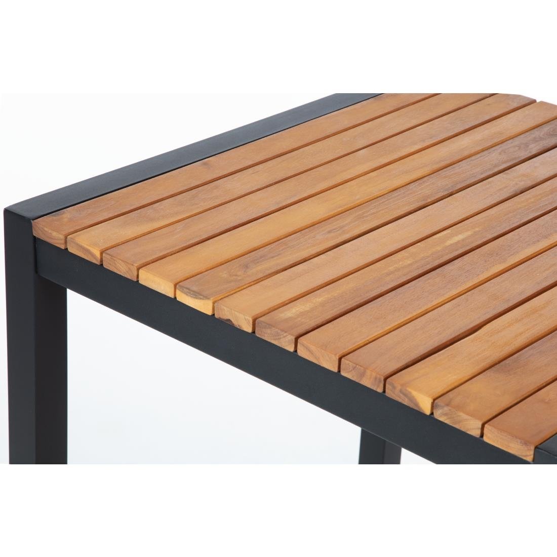 Bolero Square Steel and Acacia Bar Table 600mm - DS155