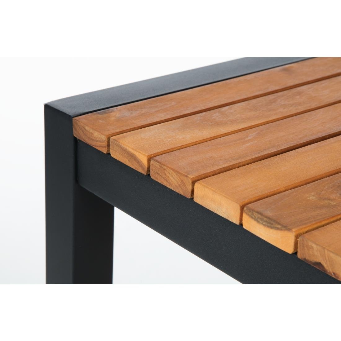 Bolero Square Steel and Acacia Bar Table 600mm - DS155