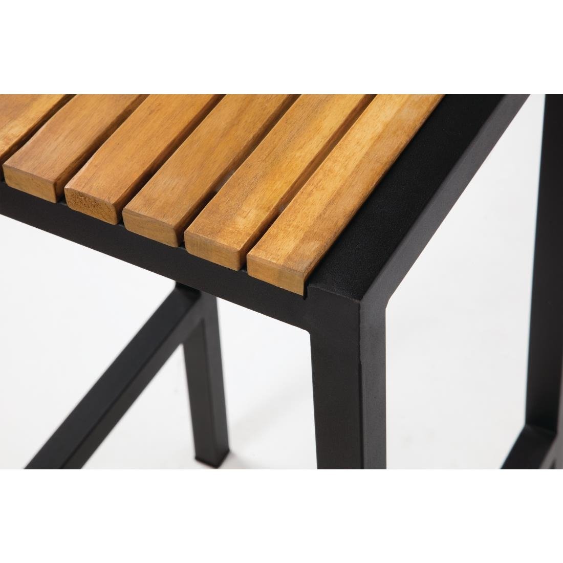 Bolero Black Steel & Acacia Wood Bar Stools (Pack of 2) - DS156