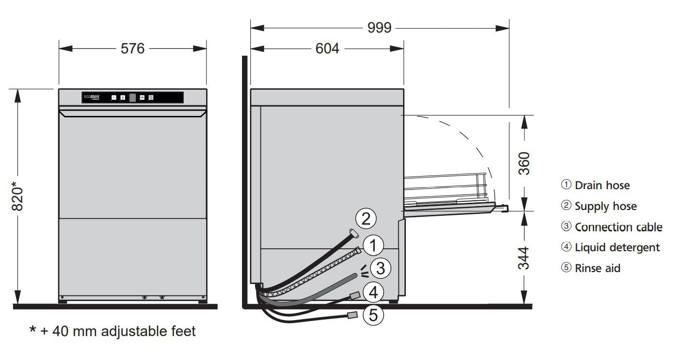 Hobart ECOMAX Glass / Dishwasher - 500X500 Racks - ECOMAX504-C