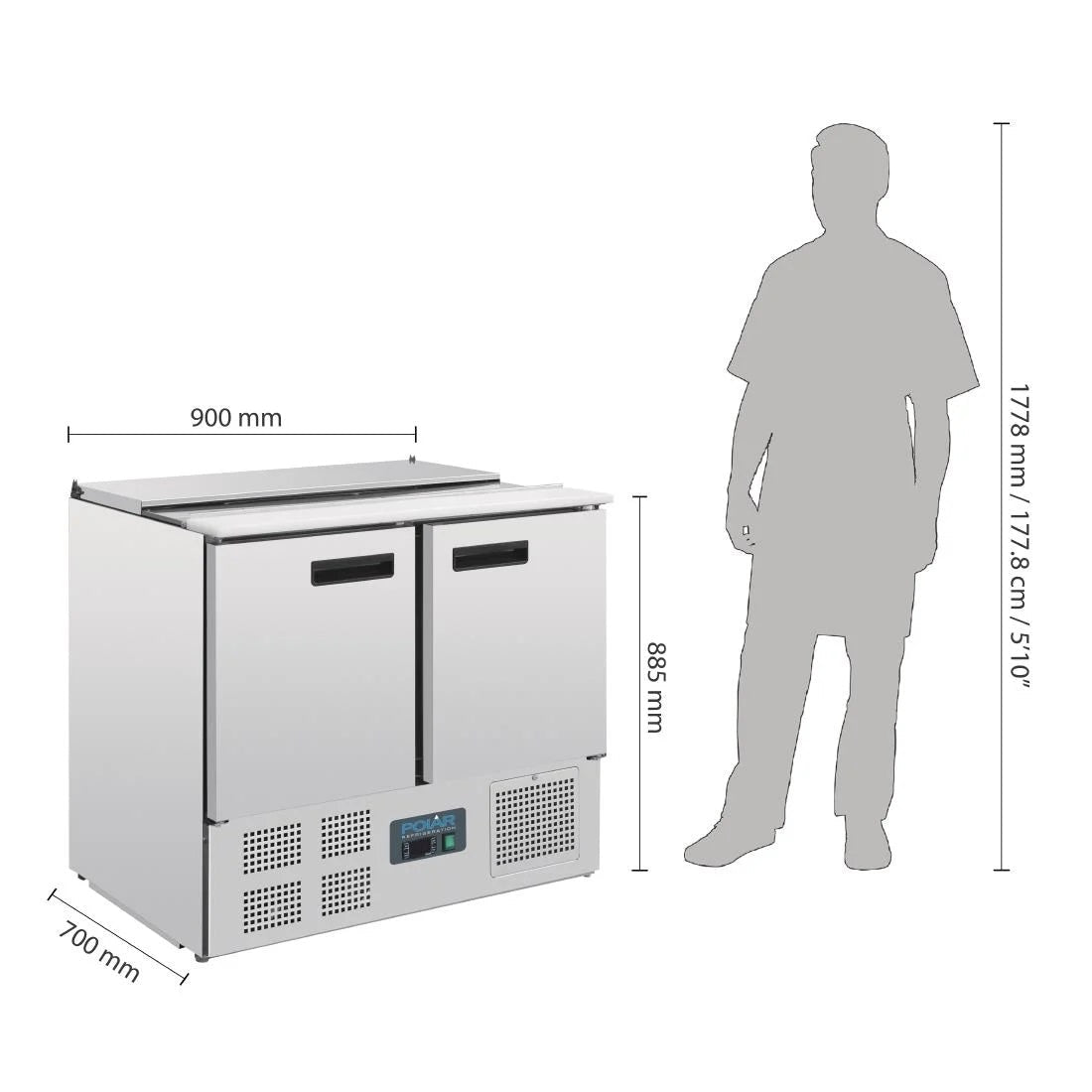 Polar G-Series Saladette Counter Fridge 240Ltr - G606-A
