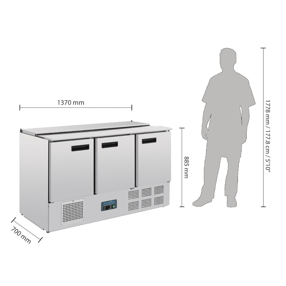 Polar G-Series Saladette Counter Fridge 368Ltr - G607-A