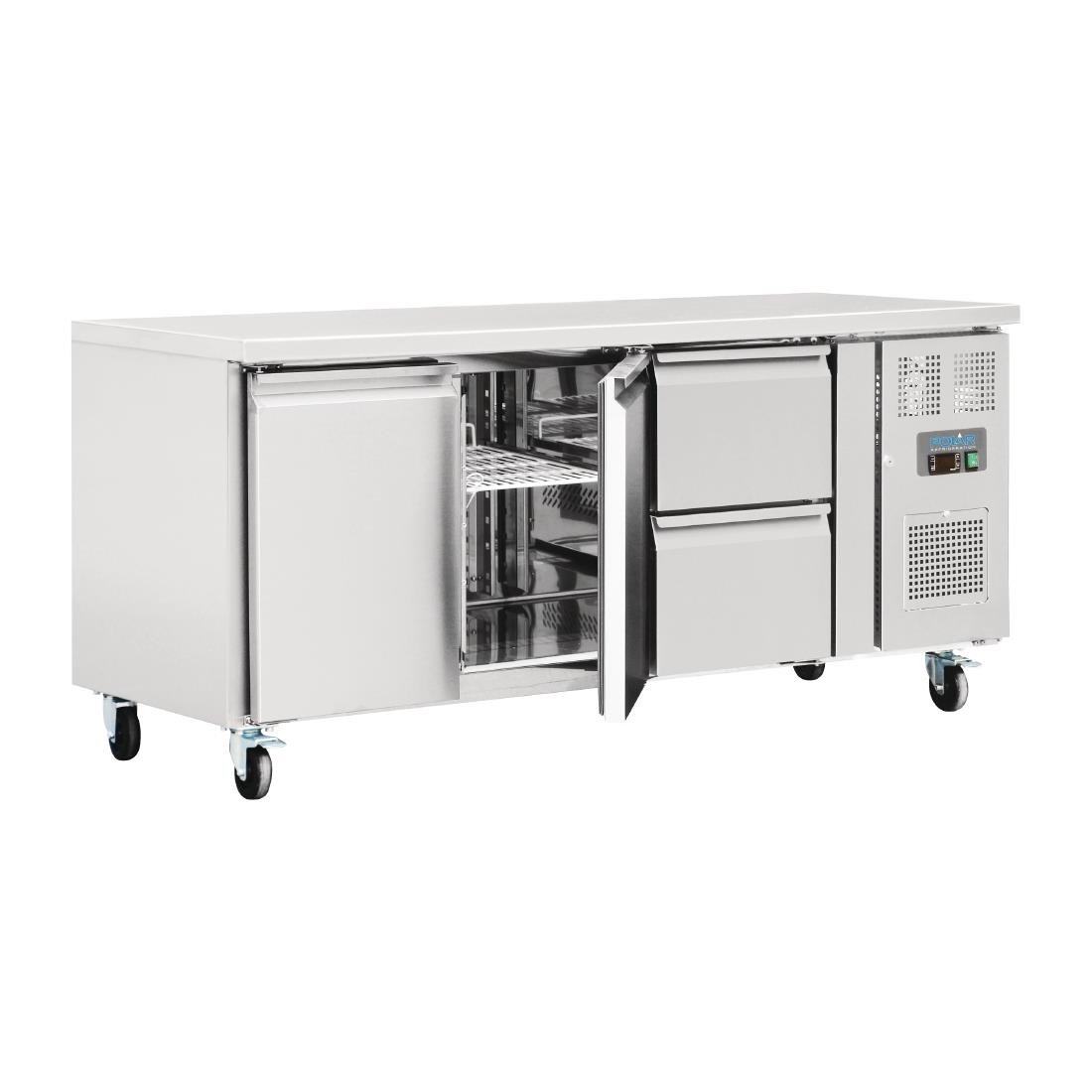 Polar U-Series 2 Door and 2 Drawer Counter Fridge 417Ltr - GD874-A