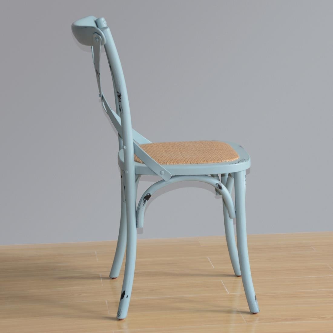 Bolero Blue Wooden Dining Chairs with Backrest (Pack of 2) - GG655
