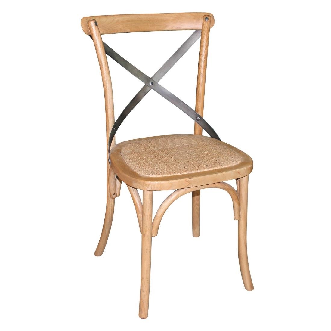 Bolero Natural Wooden Dining Chairs with Backrest (Pack of 2) - GG656