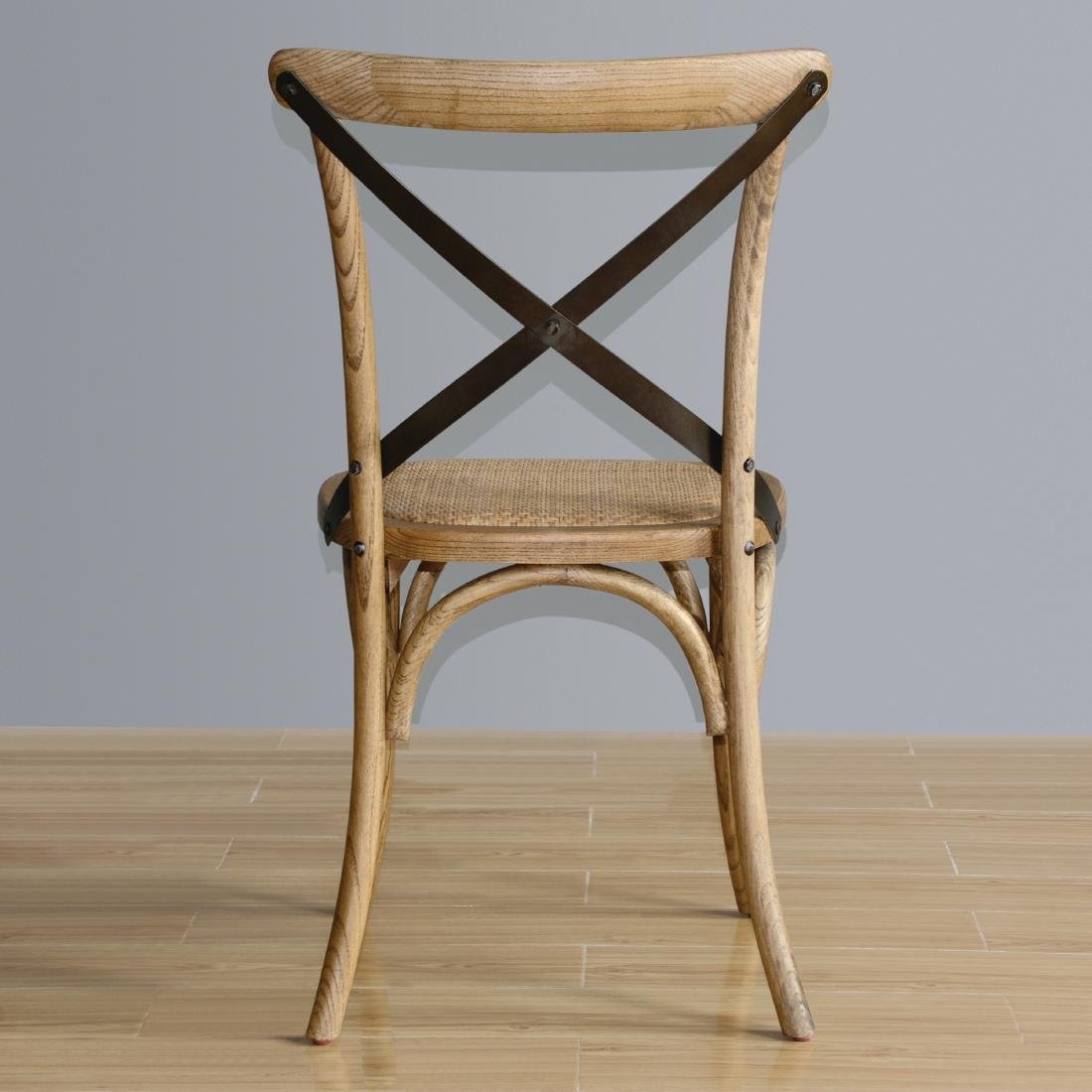Bolero Natural Wooden Dining Chairs with Backrest (Pack of 2) - GG656