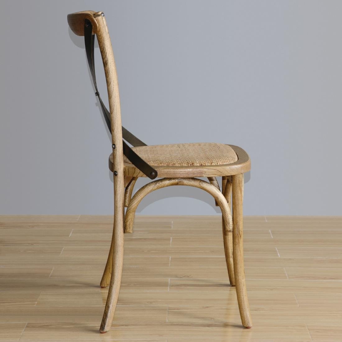 Bolero Natural Wooden Dining Chairs with Backrest (Pack of 2) - GG656