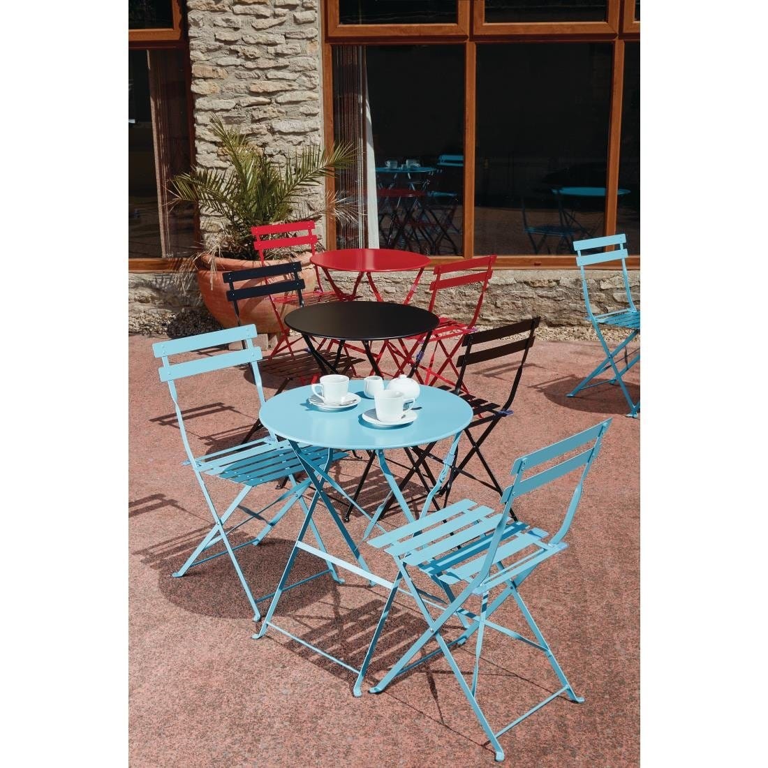 Bolero Red Pavement Style Steel Folding Chairs (Pack of 2) - GH555