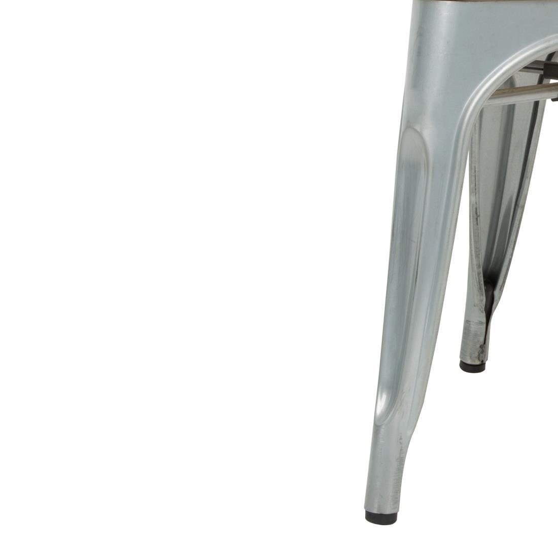 Bolero Galvanised Steel Dining Sidechairs with Wood Seat Pad - GM642