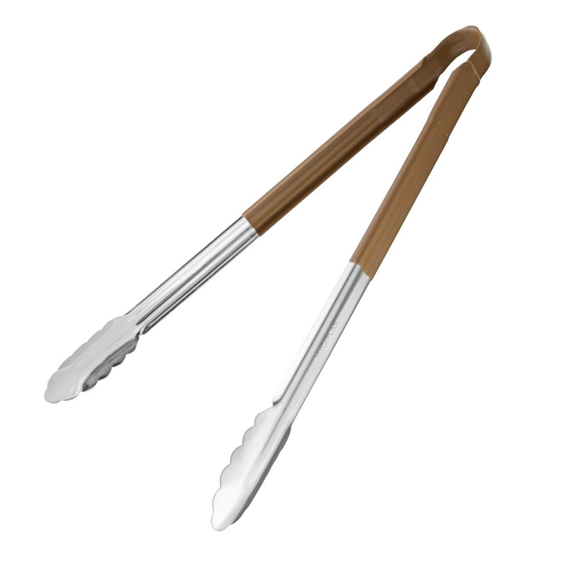 Hygiplas Colour Coded Serving Tong Brown 405mm - HC850