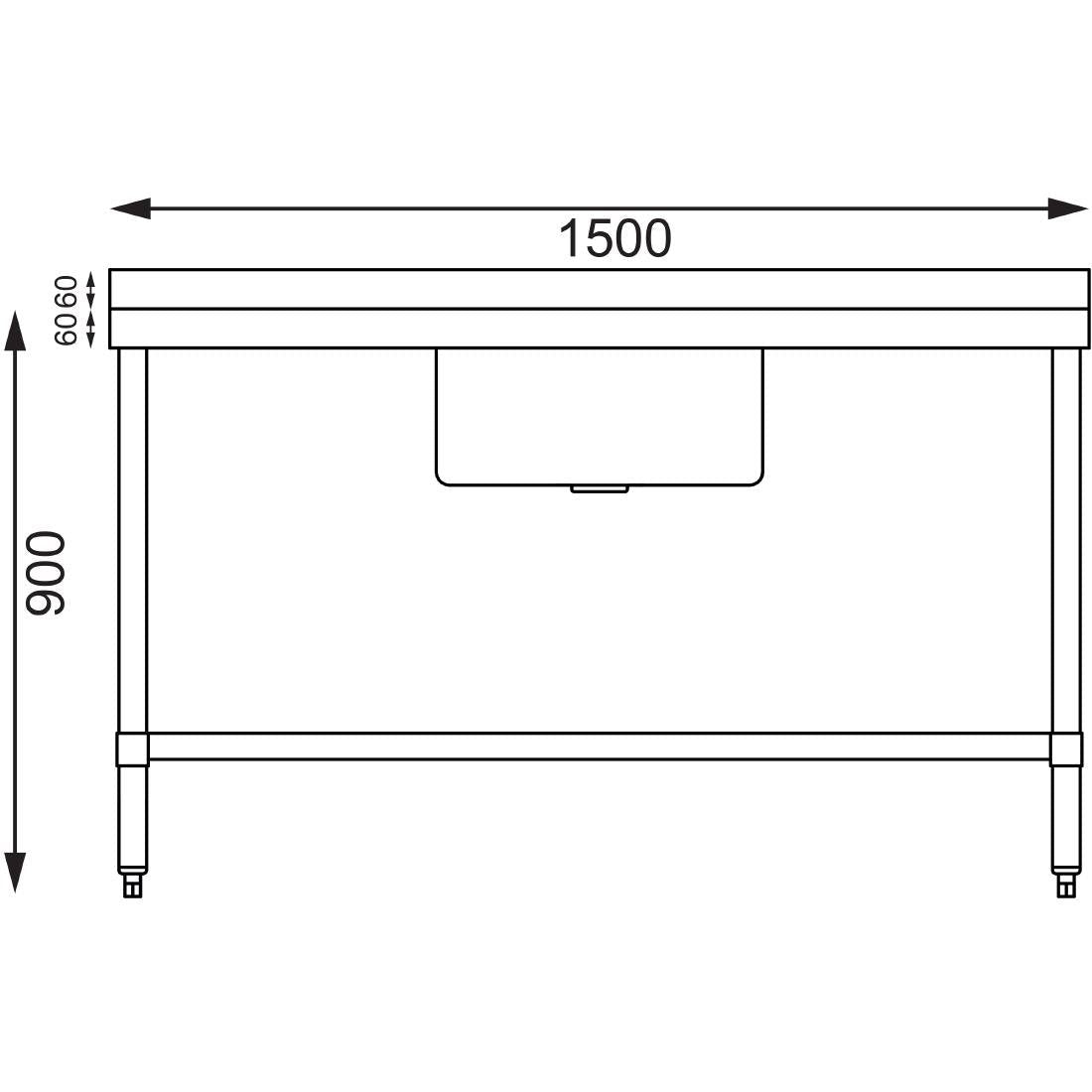 Vogue Single Bowl Sink Double Drainer - 1500mm 90mm Drain - HC906