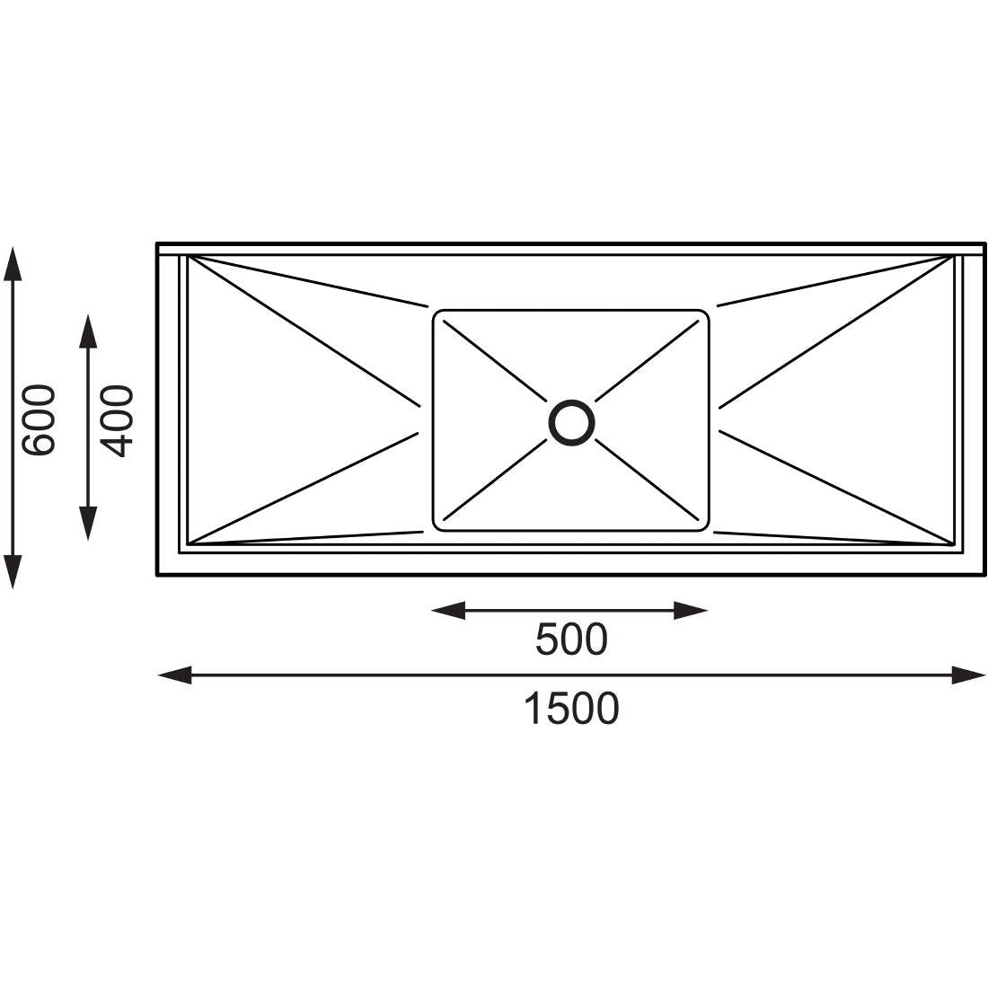 Vogue Single Bowl Sink Double Drainer - 1500mm 90mm Drain - HC906