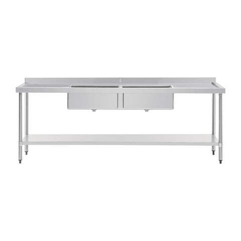 Vogue Double Bowl Sink Double Drainer - 2400mm 90mm Drain - HC909