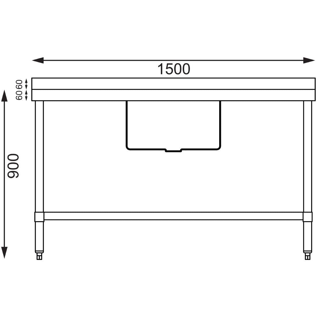 Vogue Single Bowl Sink Double Drainer - 1500mm x 700mm 90mm Drain - HC918