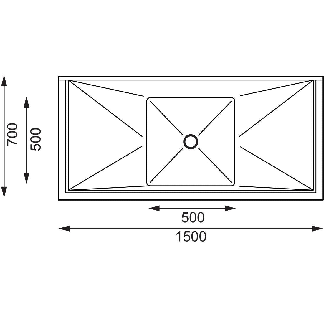 Vogue Single Bowl Sink Double Drainer - 1500mm x 700mm 90mm Drain - HC918
