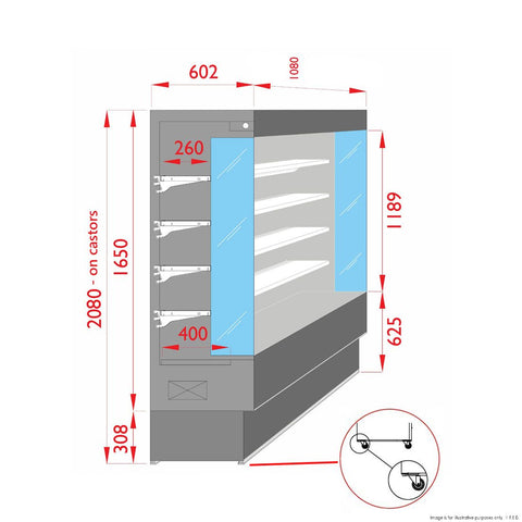 Tecnodom Open Chiller With 4 Shelves TDVC60-CA-100