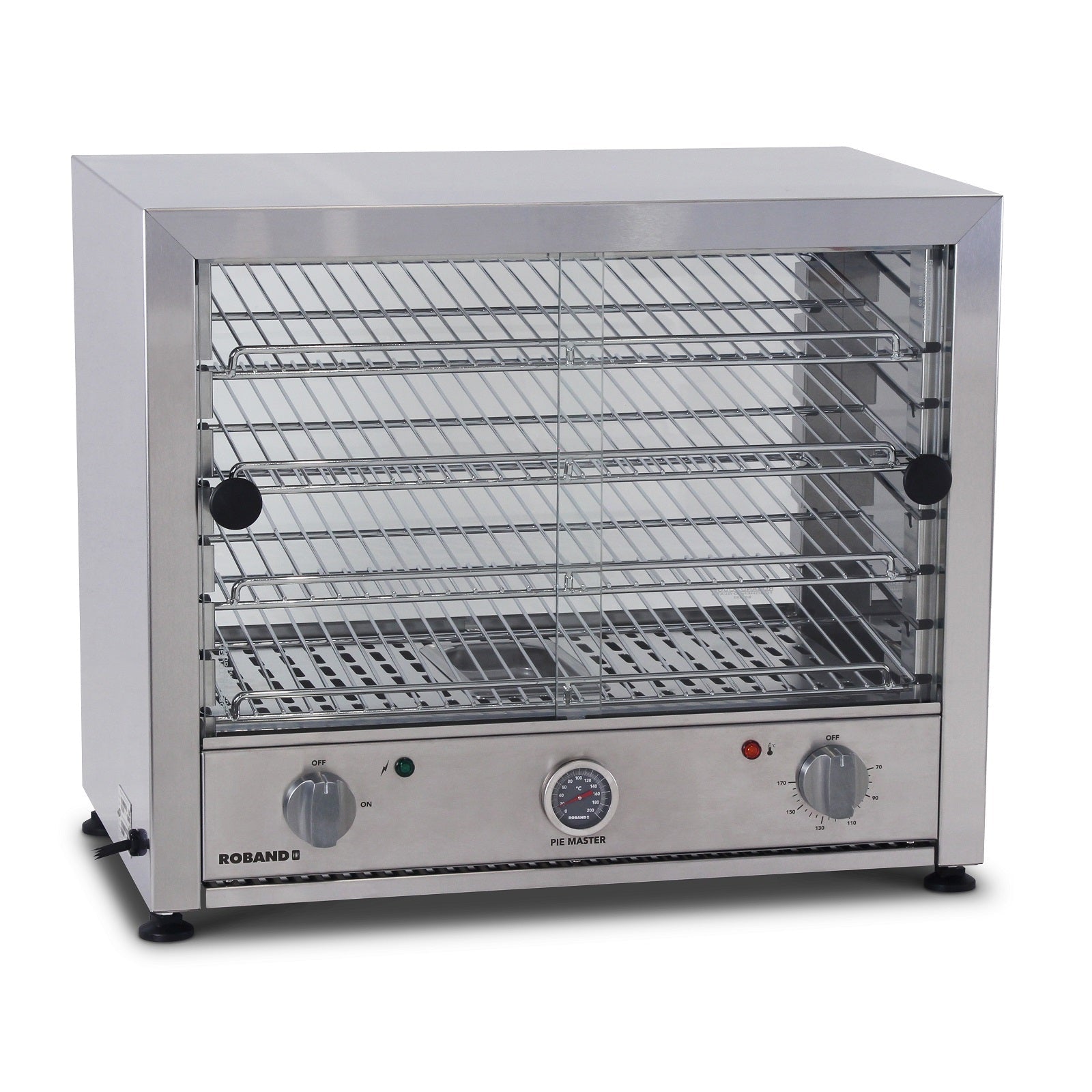 Roband Pie and Food Warmer Hinged Glass Door with Internal Light - 50 Pies - PM50L