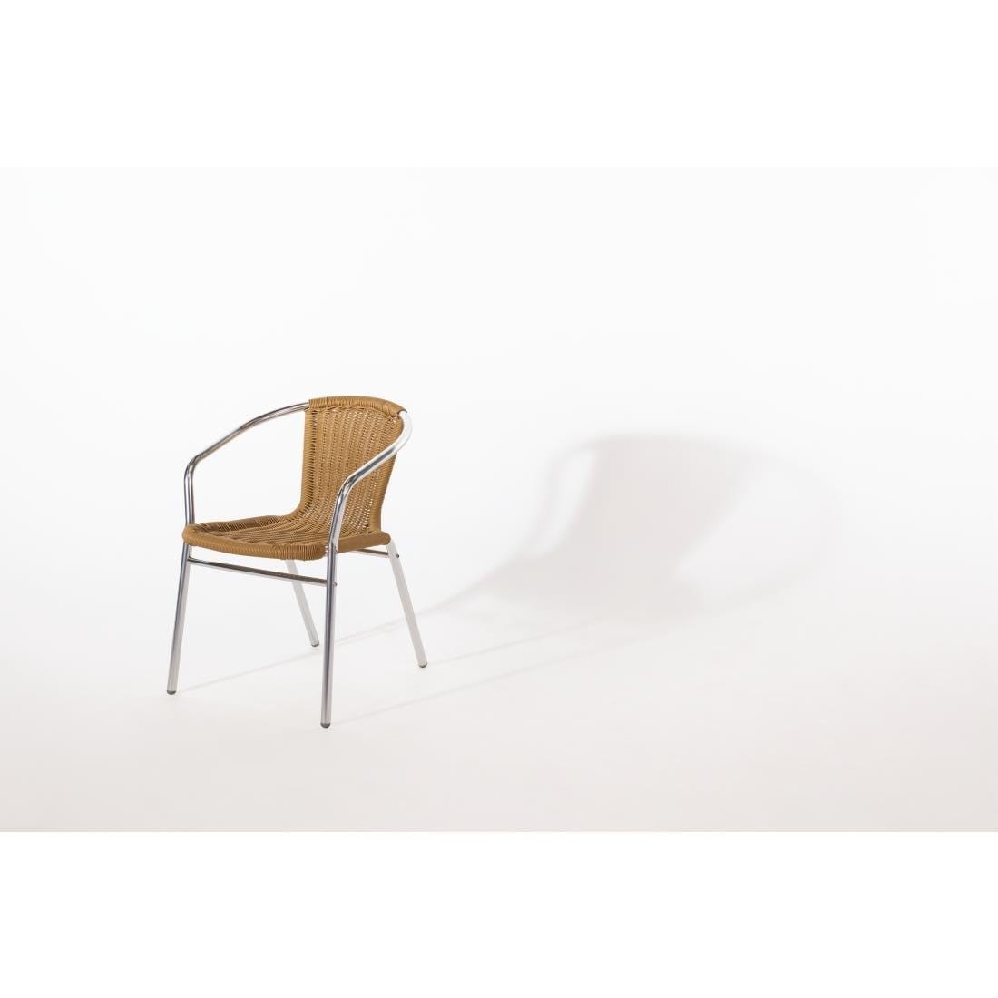 Bolero Natural Wicker Chair with Aluminium Frame (Pack 4) - U422