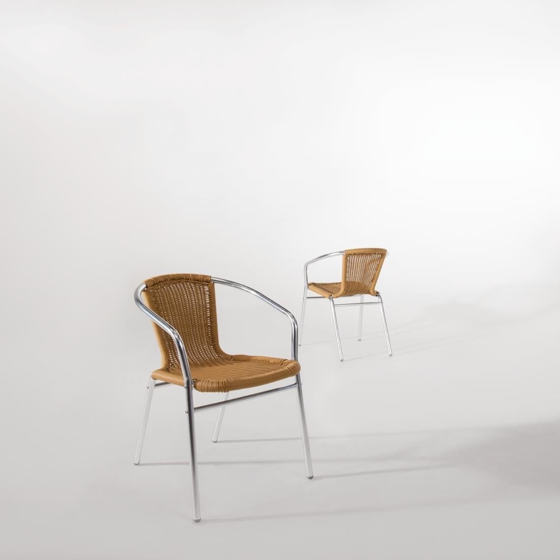 Bolero Natural Wicker Chair with Aluminium Frame (Pack 4) - U422