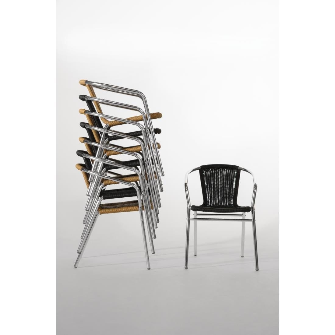 Bolero Natural Wicker Chair with Aluminium Frame (Pack 4) - U422