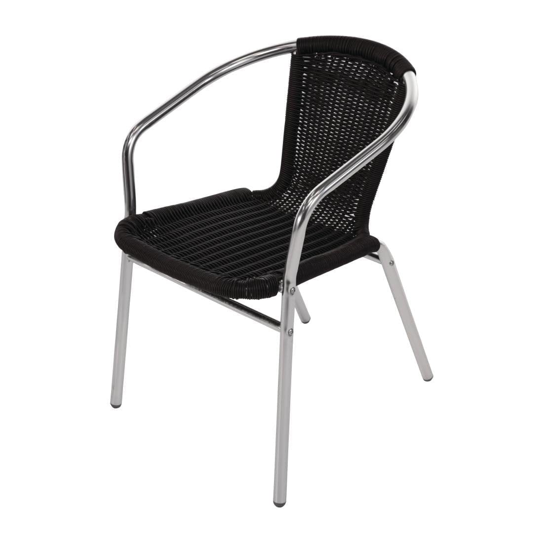 Bolero Black Wicker Chair with Aluminium Frame (Pack 4) - U507