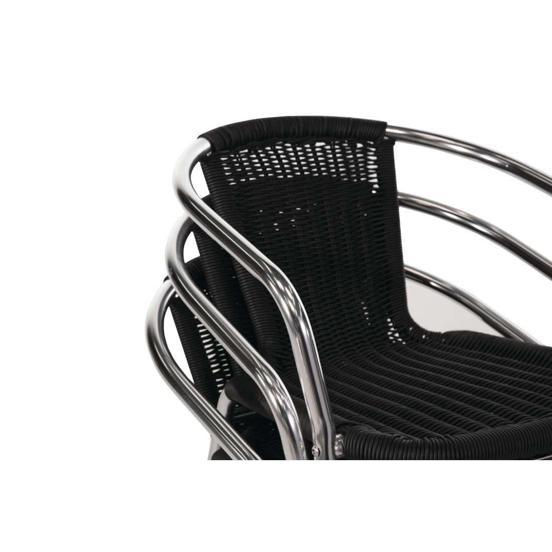 Bolero Black Wicker Chair with Aluminium Frame (Pack 4) - U507