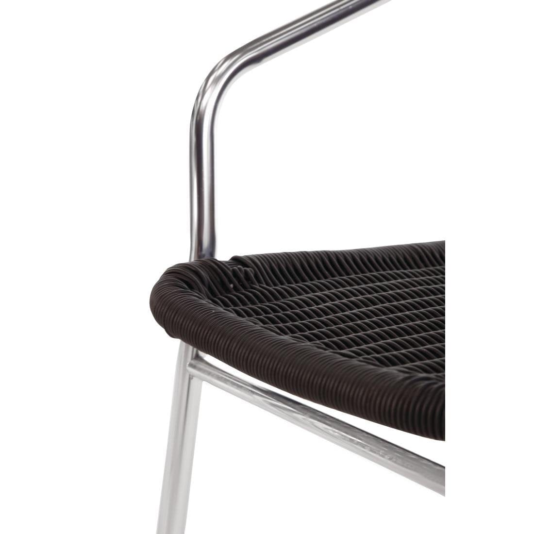 Bolero Black Wicker Chair with Aluminium Frame (Pack 4) - U507
