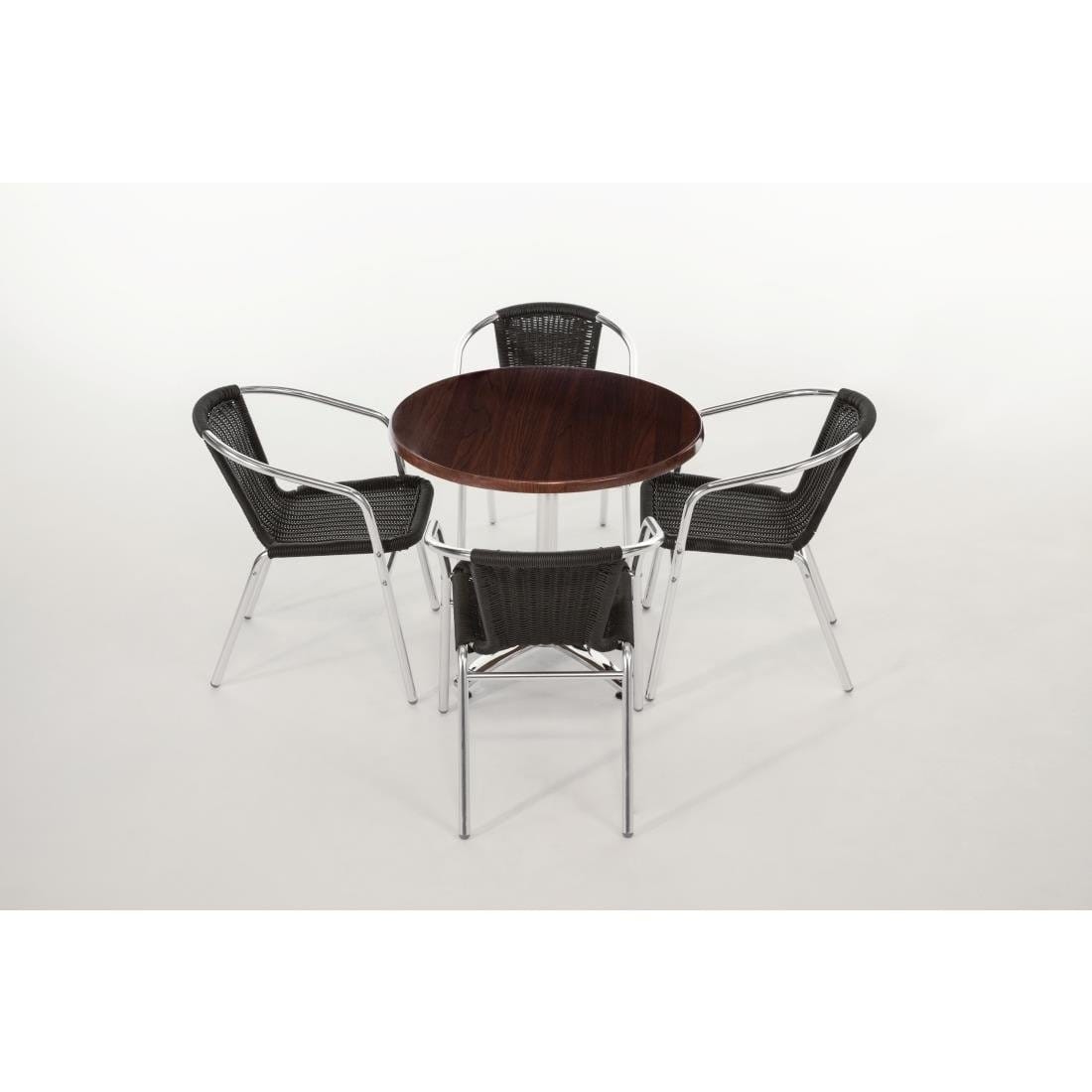 Bolero Black Wicker Chair with Aluminium Frame (Pack 4) - U507