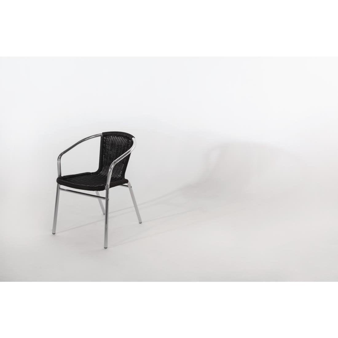 Bolero Black Wicker Chair with Aluminium Frame (Pack 4) - U507